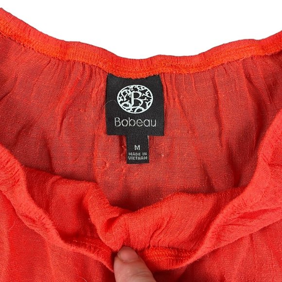 Bobeau Top Blouse Red Orange Off The Shoulder Lace‎ Hem Women's Size Medium - Picture 9 of 16